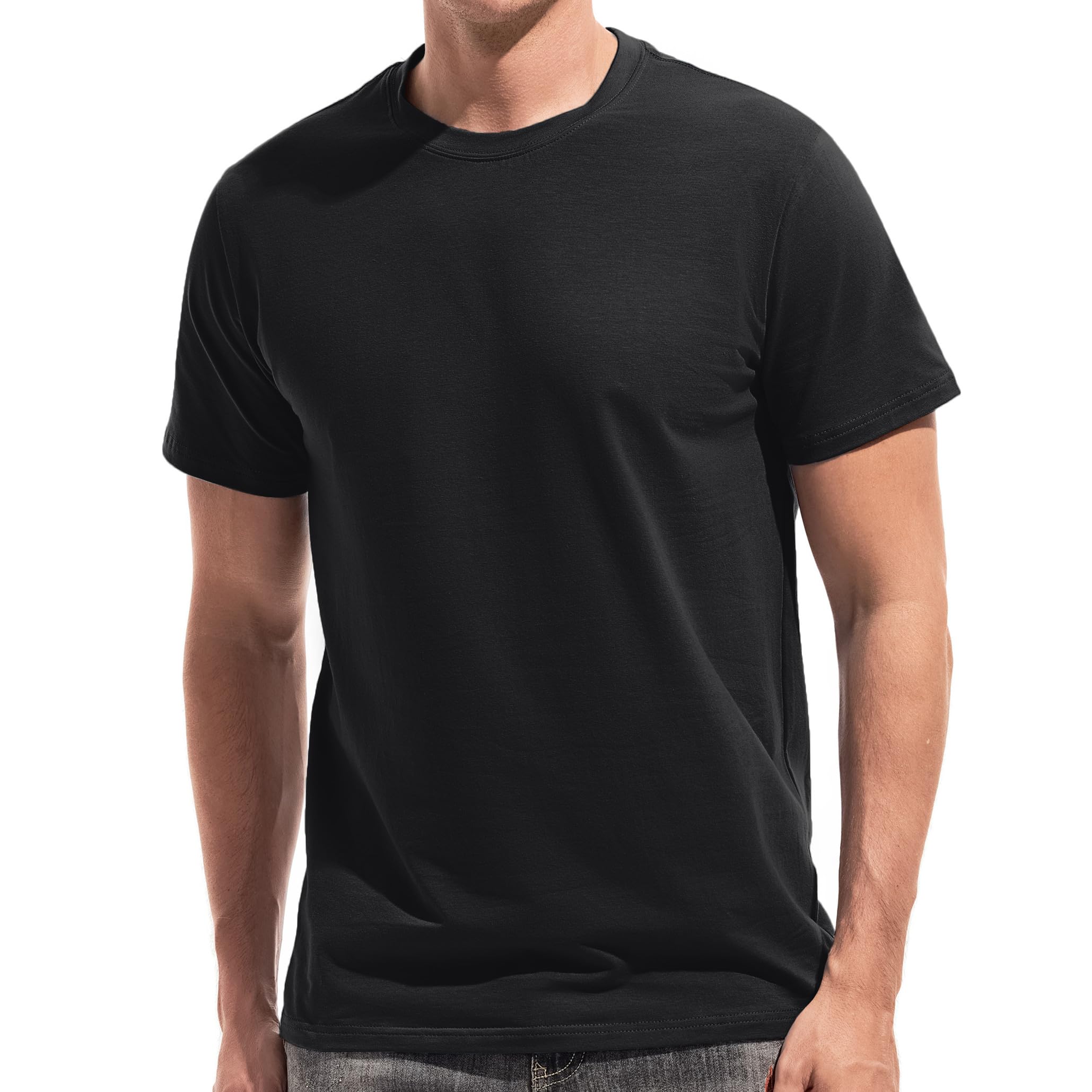 VEIISAR Herren Baumwoll T-Shirt (190g) - Mitteldickes Basic mit Rundhals, Weich & Dehnbar - Bequemer