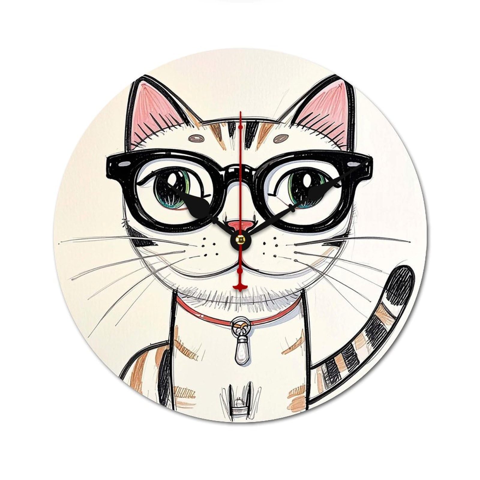 Horloge murale chat hipster silencieuse pour résoudre les nuisances sonores
