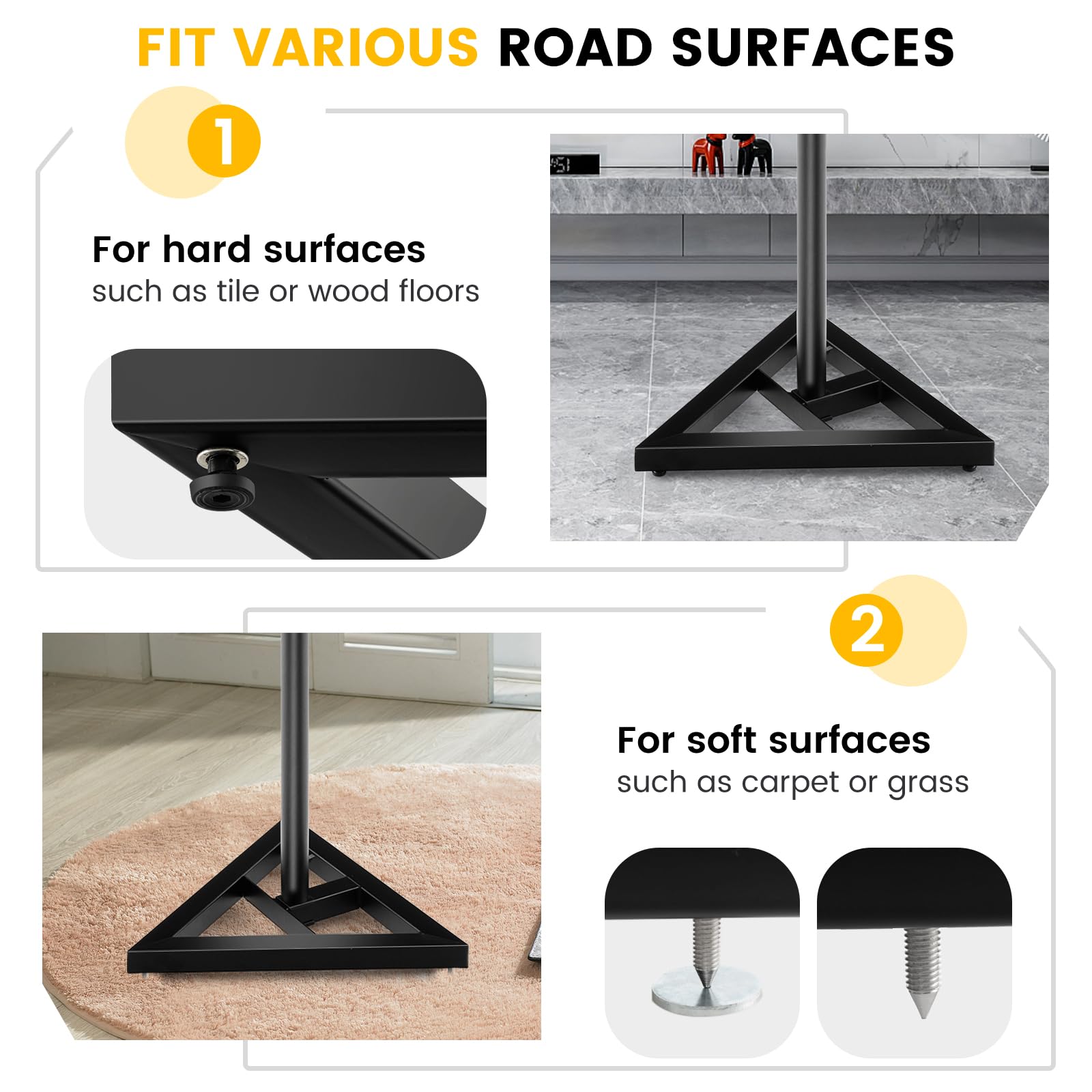 SOARS 2 Piezas Soportes de Altavoz, Regulable en Altura de 97 a 157 cm, Soportes para Monitor de Estudio con Base Triangular, Soporte Acústico de hasta 50 kg, Soporte de Suelo de Metal