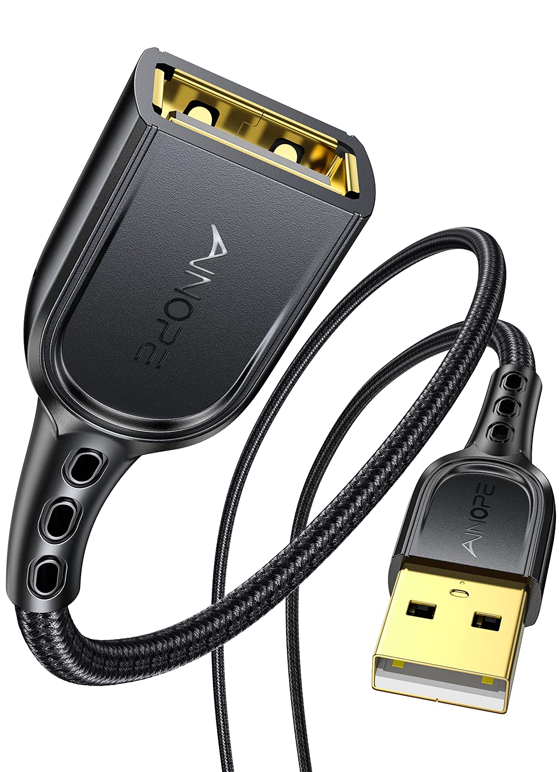 Photo 1 of 2 Pack AINOPE USB Extension Cable 6.6FT+6.6FT USB Extender Durable Braided Material Type A Male to Female Extension Cord Fast Data Transfer Compatible with USB Keyboard,Mouse,Flash Drive, Hard Drive