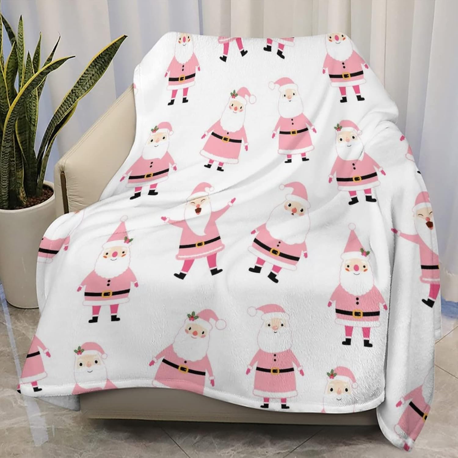 AuHomea Christmas Ornaments in Pink Throw Blanket