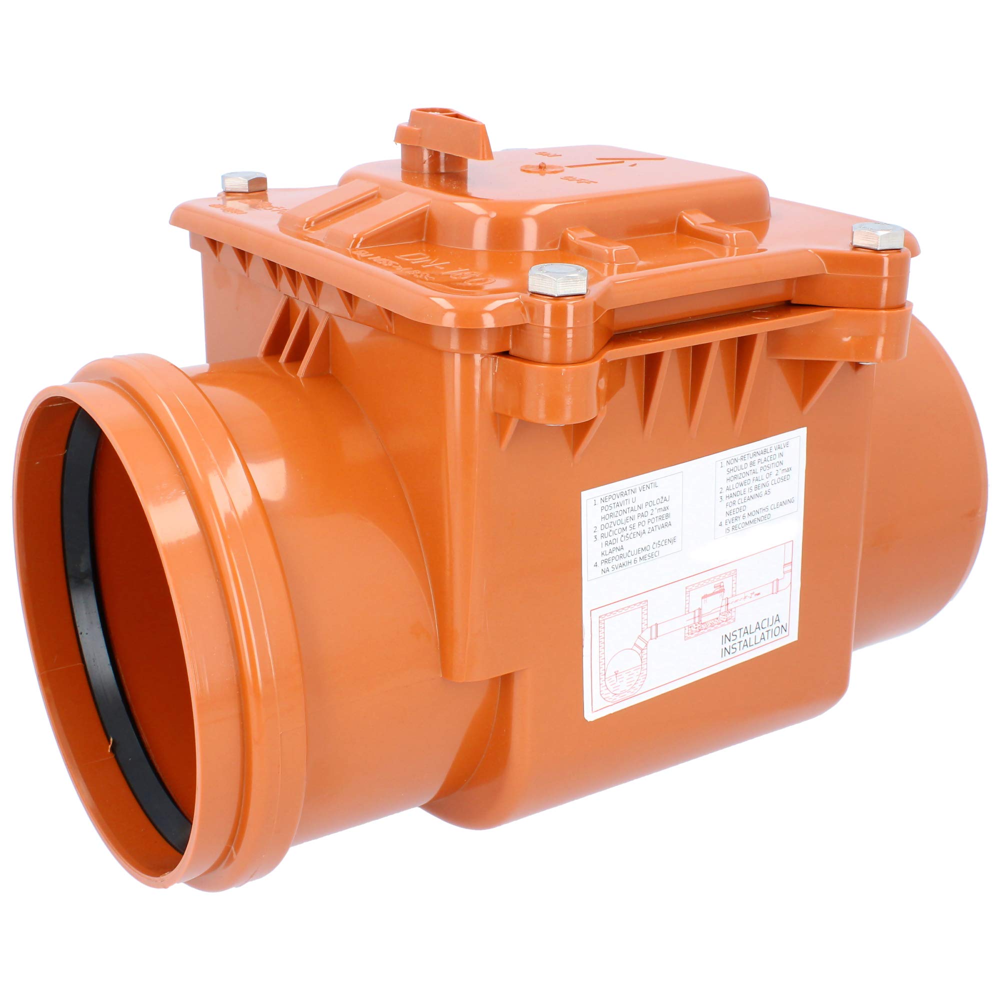 PEŠTAN - Tapón antirretorno Ø DN 200, color naranja