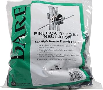 Dare Products 2550-25 831963 Pinlock Insulator for T-Posts, Black