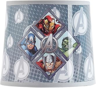 IDEA NUOVA Marvel Avengers Stick Table Kids Lamp With Pull Chain, Themed Printed Decorative Shade