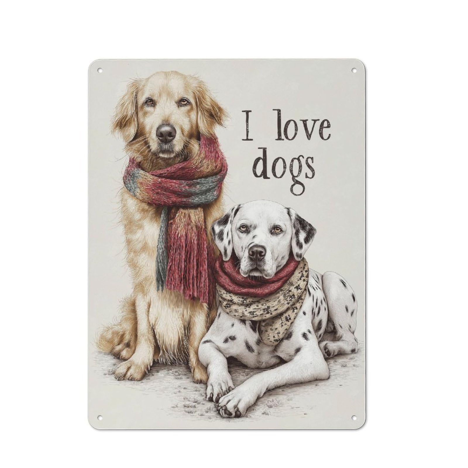 Junmoney Dog Love Duo Tin Sign 40X30cm With For Workshop Wall, Vintage Decor, For Metal Sign Collectors, For Garage And Workshop Walls