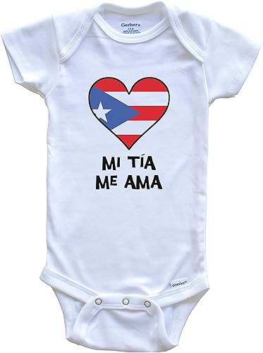 Really Awesome Shirts My Aunt Loves Me Body de bebé de una pieza con diseño de bandera de Puerto Rico en español - Mi tía me ama
