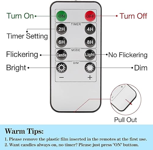 Miniatura 6 de duduta Velas cónicas rojas sin llama con temporizador remoto, velas LED parpadeantes que funcionan con pilas, juego de 12