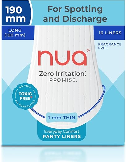 Nua Everyday Comfort Panty Liner for Women Daily Use | Pack of 16 liners 190mm | For White Discharge, Spotting &amp; Non Perio...