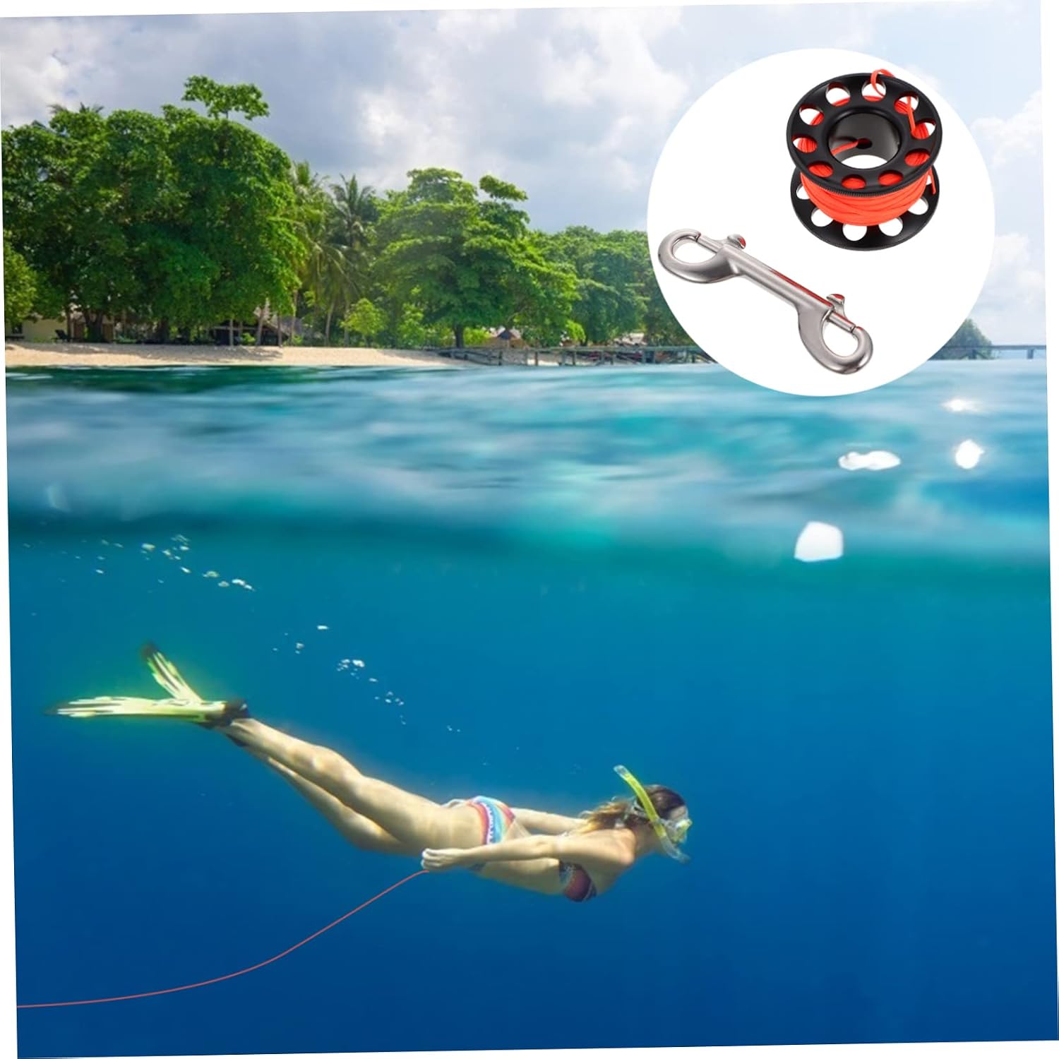 POPETPOP Professional Diving Spool Reel Aluminum Alloy Winding Device Underwater Diving Spool for Cave and Snorkeling