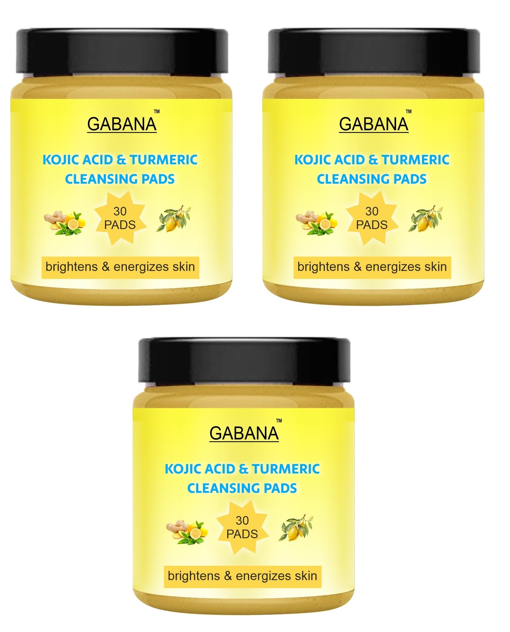 GABANA Kojic Acid and Turmeric Cleansing Pads for Glowing Skin (Pack of 3, Each 30 PCS)|Brightening and Exfoliating Face Pads for Clear, Deep Cleansing and Hydrating Formula, for Brighten Skin|-image-25