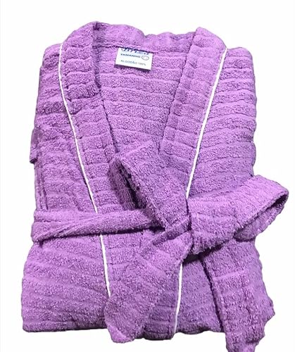 Roupão de Banho Briza Atoalhado Adulto c/Viés 100% Algodão Manga Curta Lílas Tam G (4022)