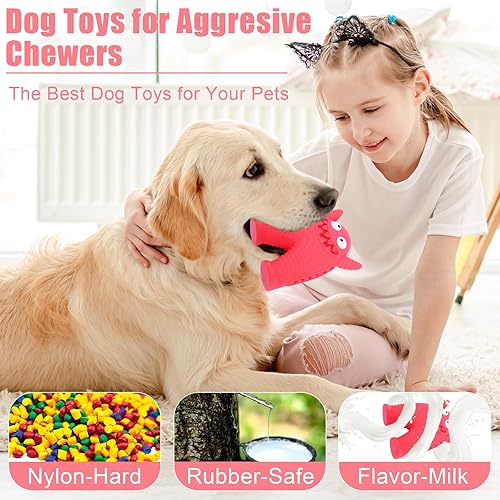 Miniatura 4 de MADDEMCUTE Juguetes chirriantes para perros masticadores agresivos, juguete interactivo duradero para perros grandes, medianos y pequeños, limpieza