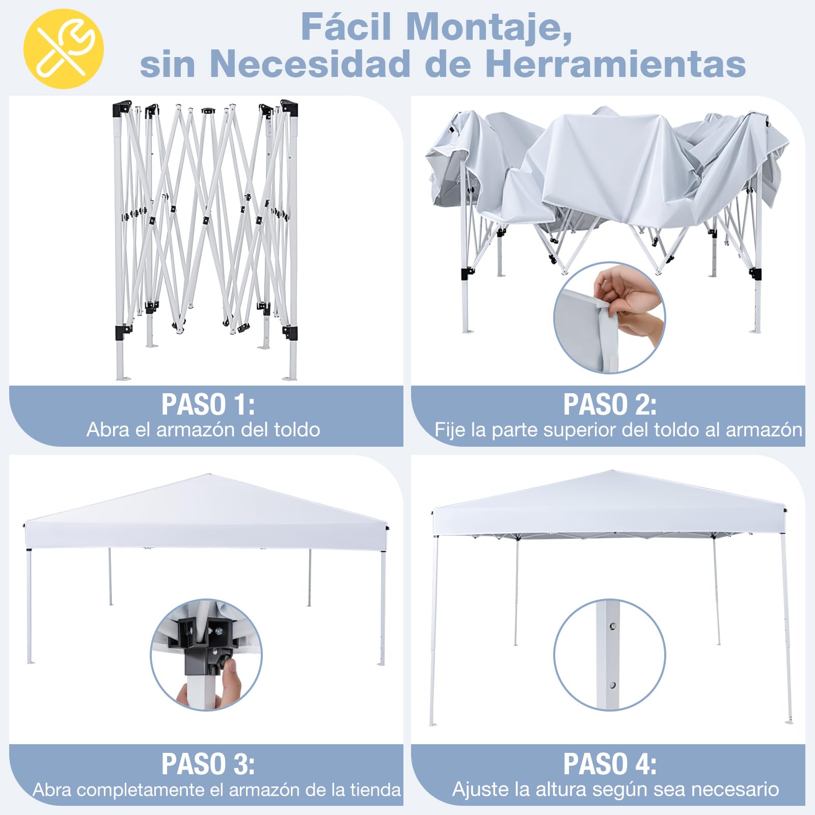 COSTWAY Carpa Plegable 3 x 3 m, Pop up, cenador para Jardin Impermeable, Bolsa de Transporte, Protección Solar, Acero, Pabellón Gazebo pergolas Portátil Camping Fiesta Playa Patio Terraza (Blanco)