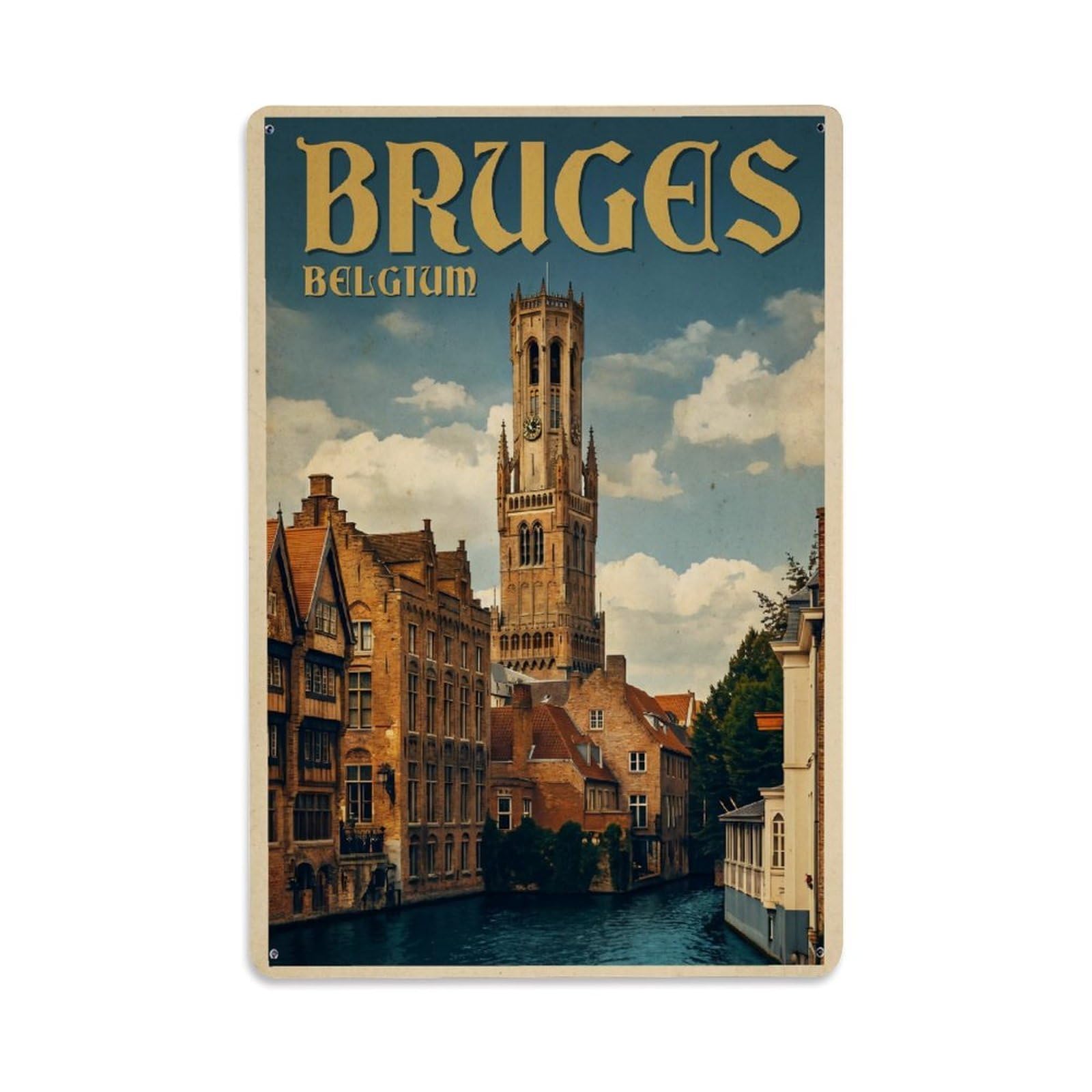 Travel Retro Belgium Bruges Metal Tin Sign