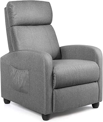 Moccha Massage Recliner Chair, Ergonomic Adjustable Single Sofa with Padded Seat, Backrest, Footrest, Reclining Sofa with Remote Control, Modern Massage Recliner for Living Room, Home, Office (Gray)