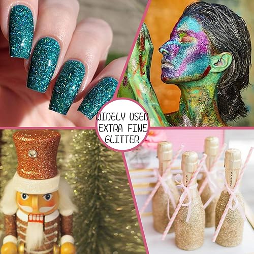 Vista 33 de Estanoite - Purpurina fina para resina epoxi, juego de 45 colores, polvo de purpurina extra fina para manualidades, purpurina surtida para arte