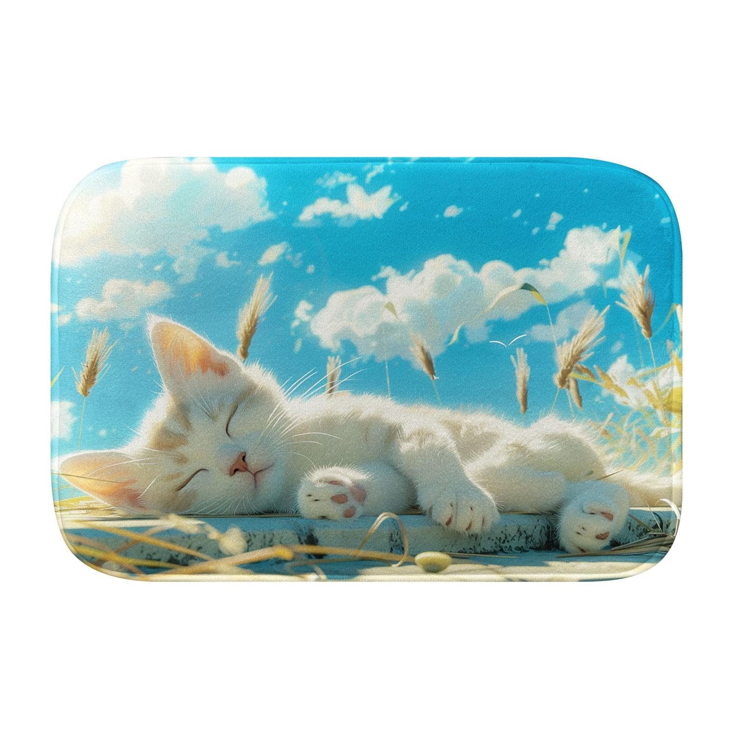Tapis de bain design moderne chat mignon pour une salle de bain accueillante taille L