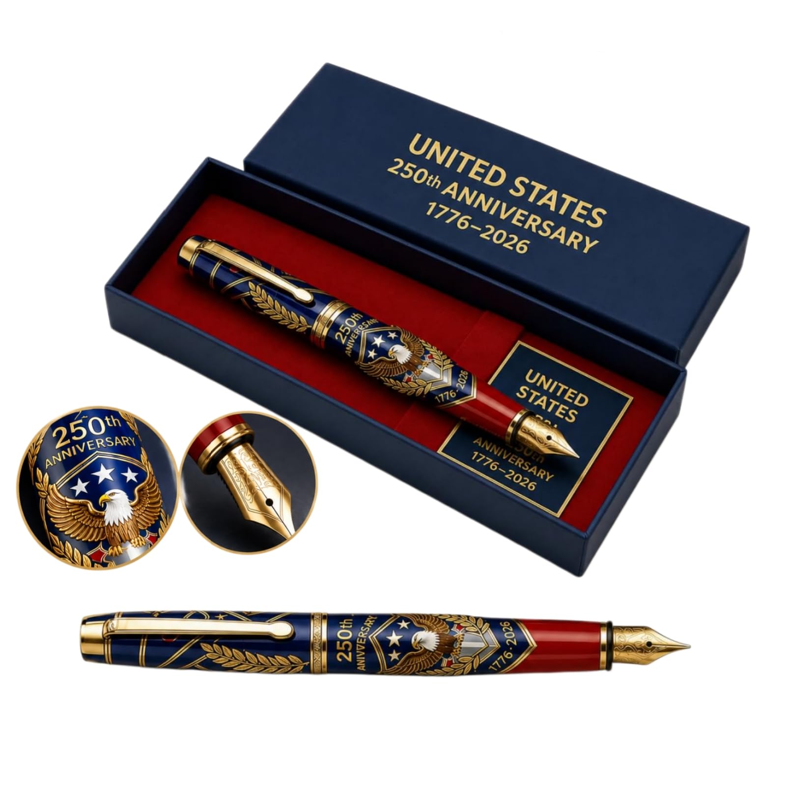 Penna a sfera commemorativa per il 250° anniversario, penna da collezione patriottica per il 4 luglio, celebrazione dell'indipendenza, ricordo americano dei 250 anni, edizione limitata 1776-2026