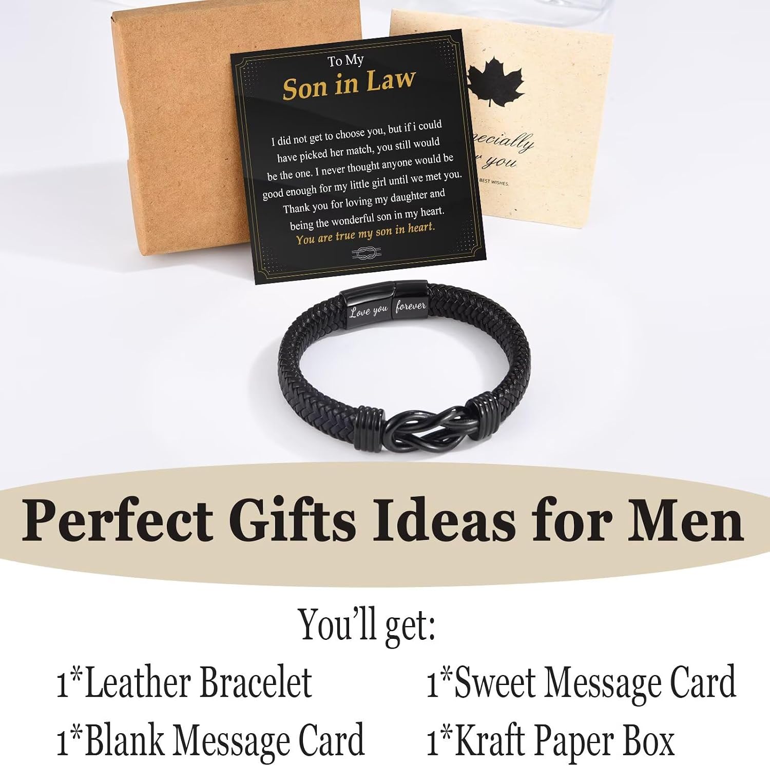 Gifts for Teen Boys, Men Leather Bracelets Braided Cuff Infinity Knot Jewelry for Birthday, Christmas, Fathers Day, Wedding