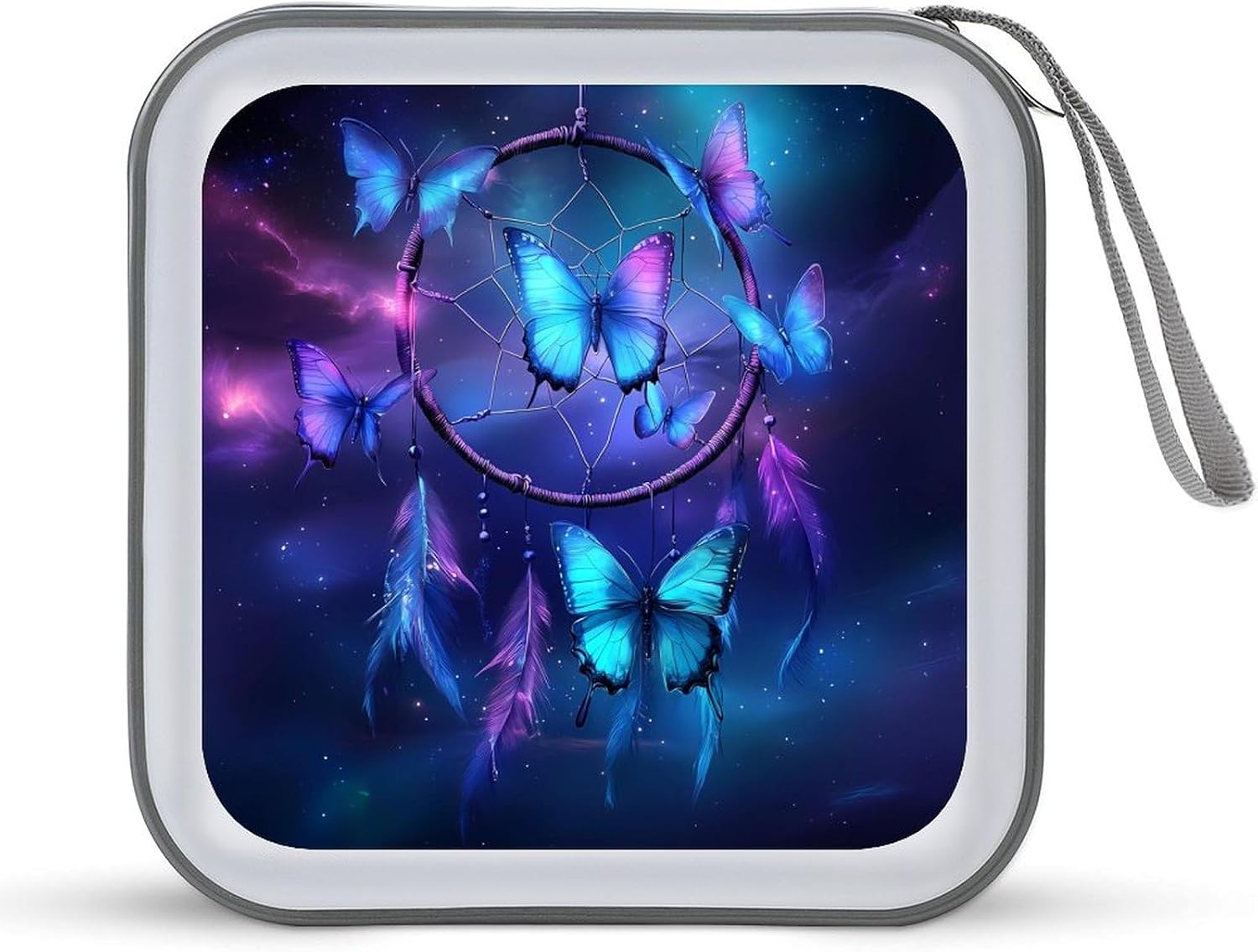 Dream Catcher Butterfly Purple CD Case Portable DVD Storage Box CD Wallet Holder Binder Organizer for Car Home