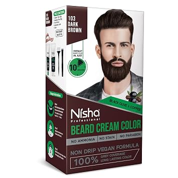 Nisha Beard Colour for Men (120gm) :-: Dark Brown, No Stain & Quick color in 10 Minute, Complete Grey Coverage, Long-Lasting beard Color, Ammonia-Free, Paraben-Free (1 Pack)