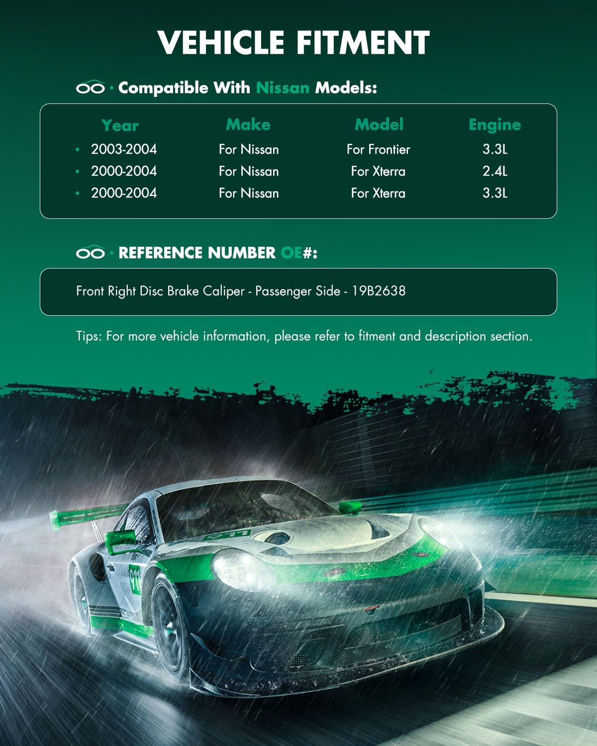 SCITOO Front Right Brake Caliper With Bracket 19B2638 Compatible For Nissan For Frontier 2003-2004,For Nissan For Xterra 2000-2004