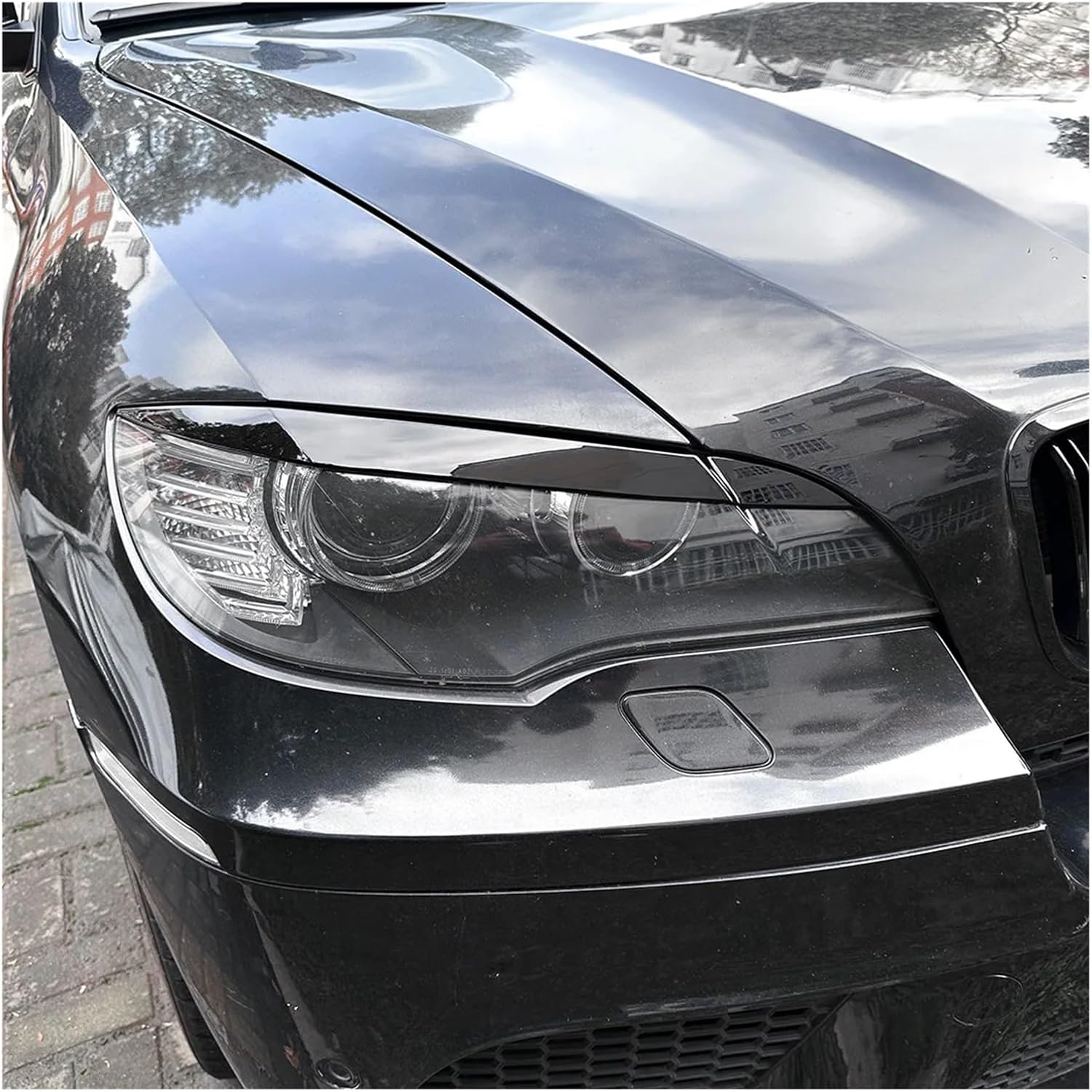 Compatible With BMW X6 E71 2008 2009 2010 2011 2012 2013 2014 Headlight Eyebrow Eyelid Trim Lamp Cover Sticker Car Accessories(Carbon Fiber look)