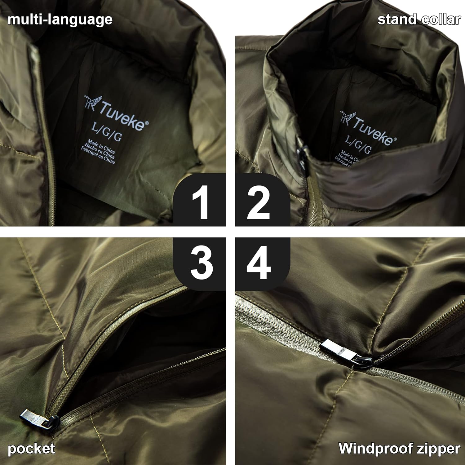 TUVEKE Men's Puffer Vest Water-Resistant winter outdoor Zipper Sleeveless Warm puffey jacket Size M To 3XL(Multicolor) - Image 5