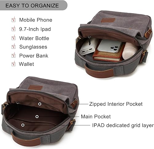 Miniatura 3 de Small Canvas Messenger Bag for MenVintage Causal Shoulder Bag Lightweight Crossbody Purse ideal Work Travel Business