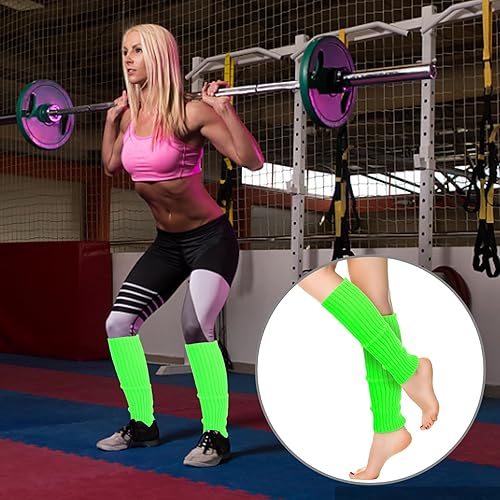 Miniatura 6 de Yolev 2 pares de calentadores de piernas de neón y guantes de red de los años 80, accesorios de disfraces, guantes de malla elástica sin dedos