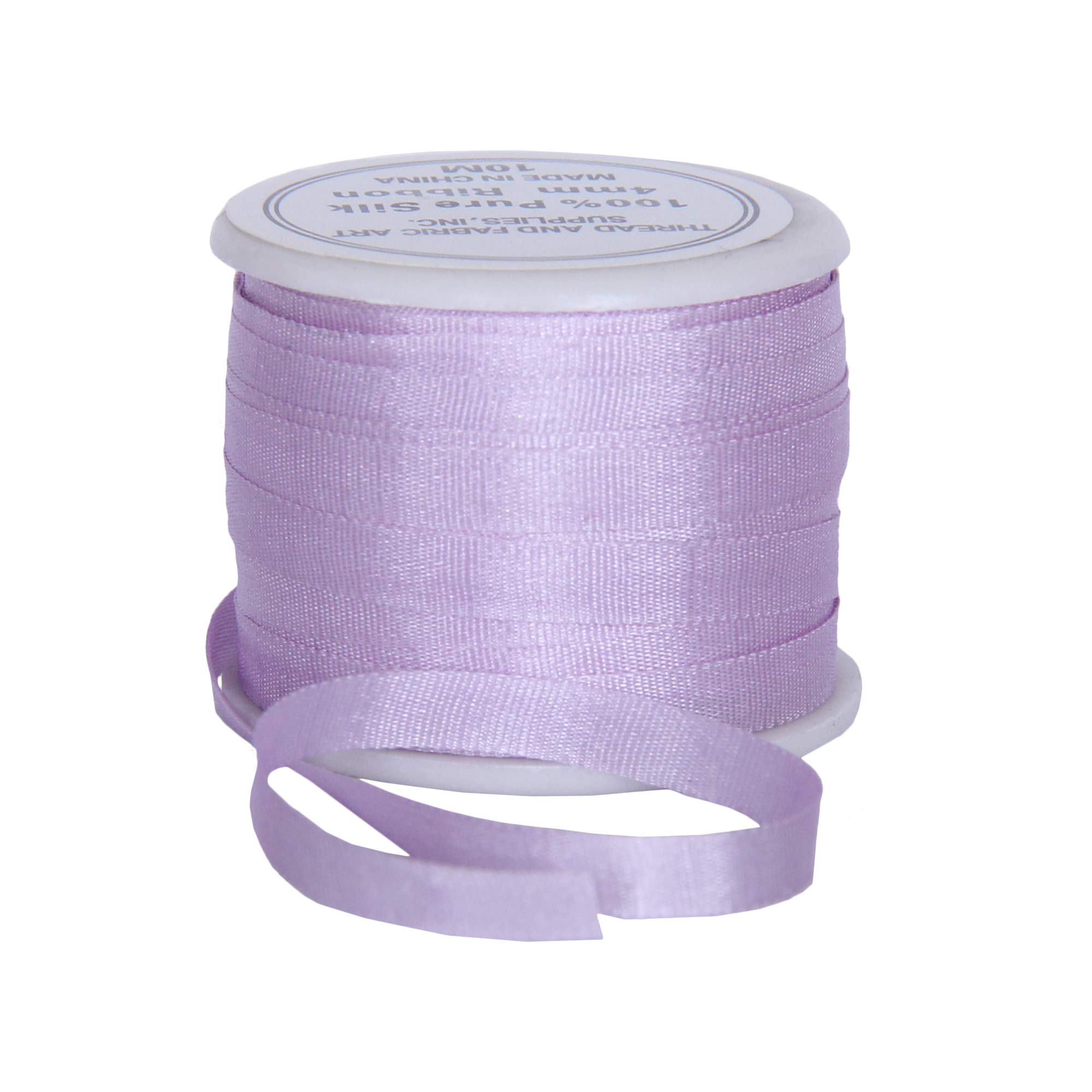 Threadart 100% Pure Silk Ribbon - 3 Sizes - Dozens of Colors - Pale Lavender - 4mm No. 024 โ image 1
