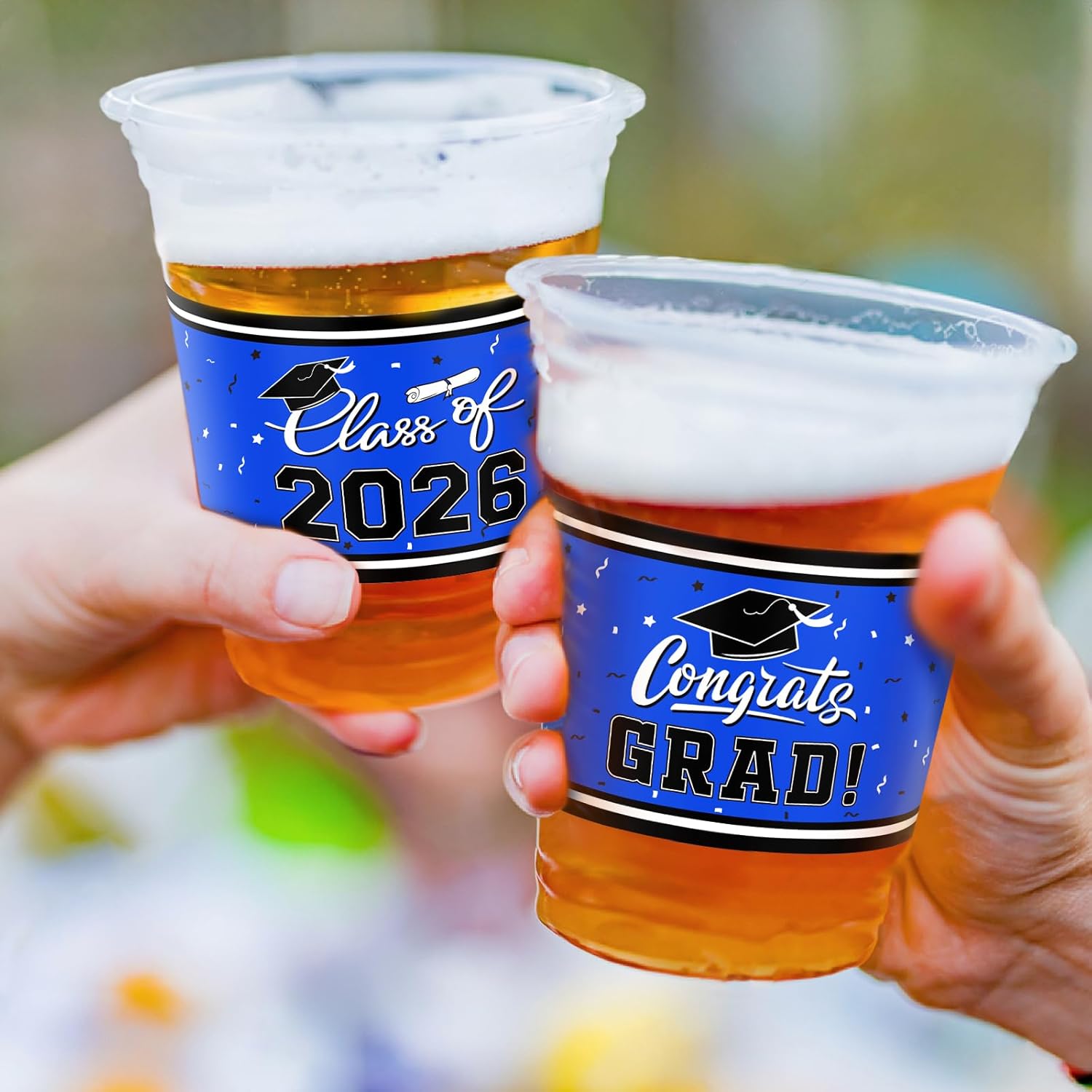 Gatherfun Graduation Decorations 2026-100 Pcs 16oz Blue Graduation Plastic Cups for Grad Party | Sturdy & Durable Drinkware for Grad Festivities | Essential Grad Party Supplies & Decorations