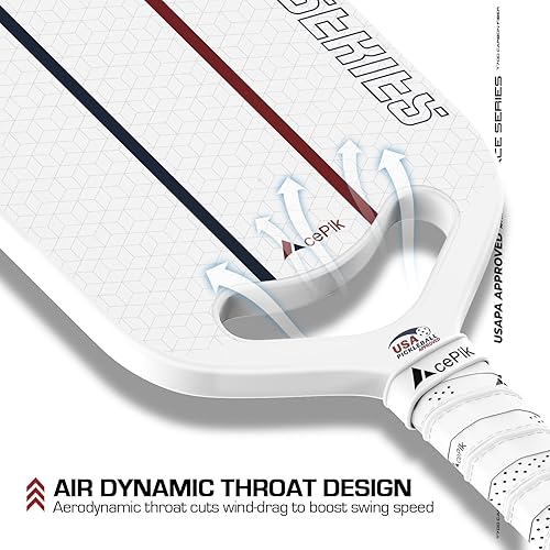 Miniatura 3 de Acepik Paleta de pickleball  Paleta de pickleball de fibra de carbono con núcleo de polipropileno de 0.630 in  Diseñada para velocidad de oscilación