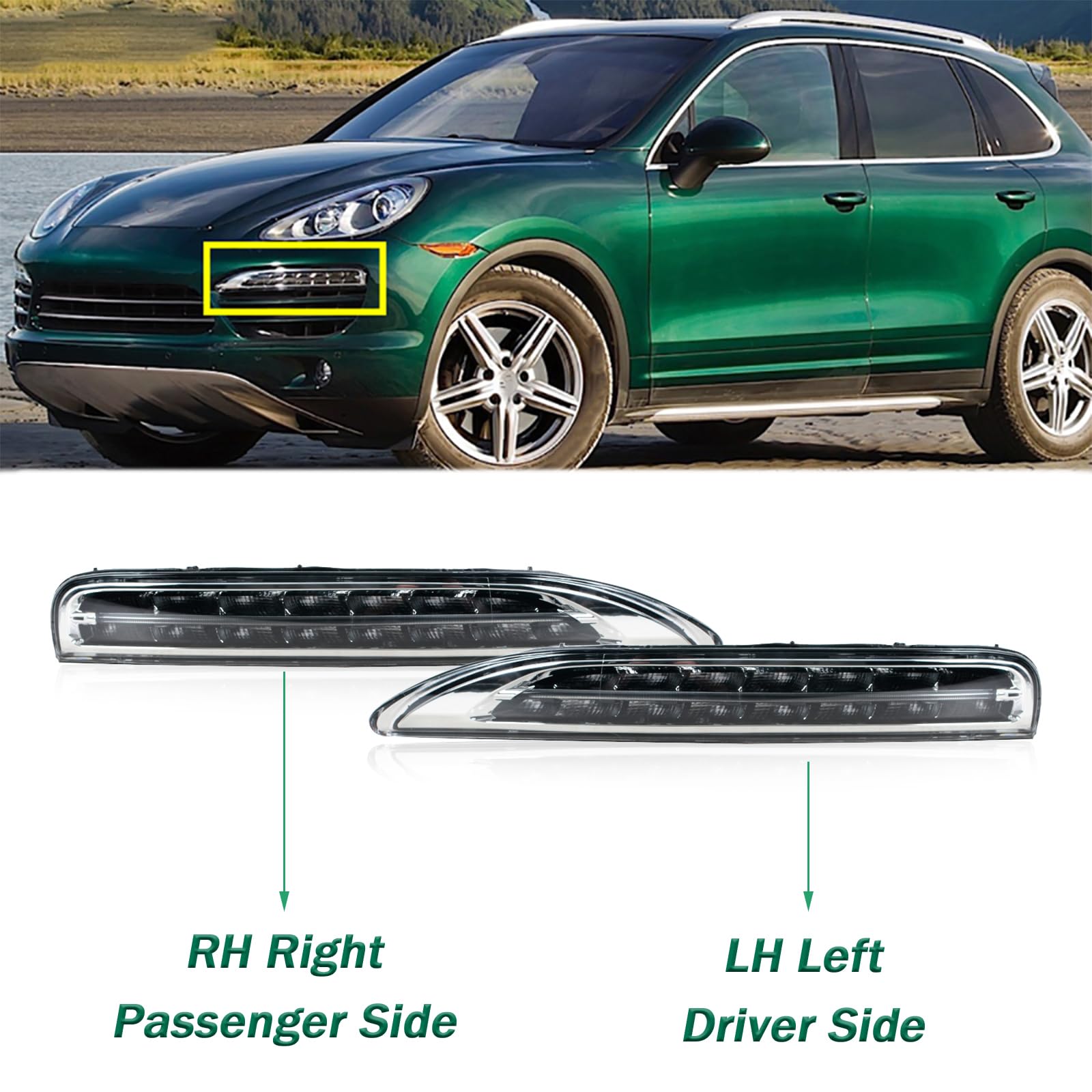 JESYMBX Front Bumper Daytime Running Light For Porsche Cayenne 2011-2014 Driving Lamp 95863118100 95863118200 Right