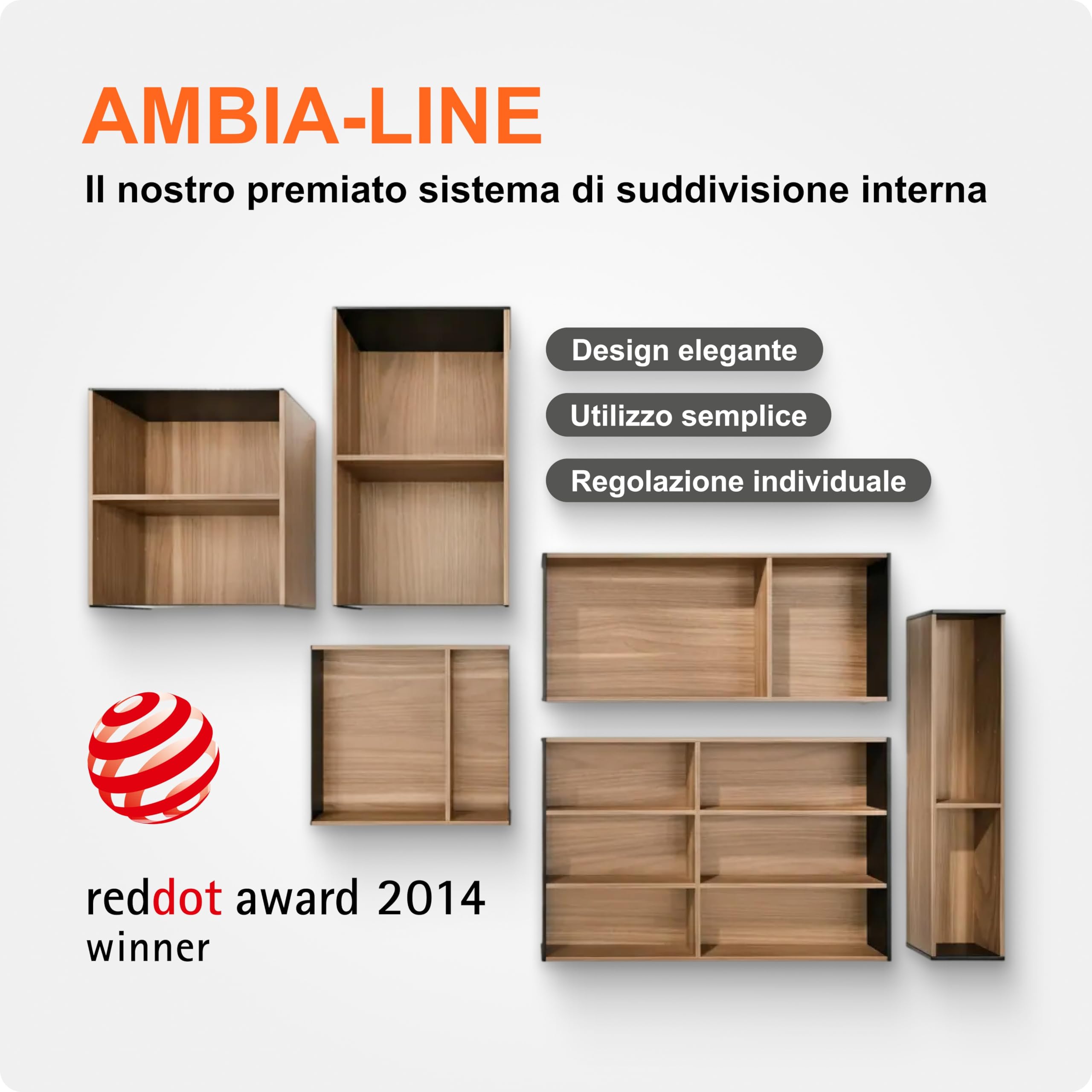 Blum AMBIA-LINE portaposate | organizer cassetto premium per cucine e mobili moderni | protegge, ordina e organizza posate con chiarezza | con piedini antiscivolo | 47 × 30 × 5 cm | Rovere Nebraska