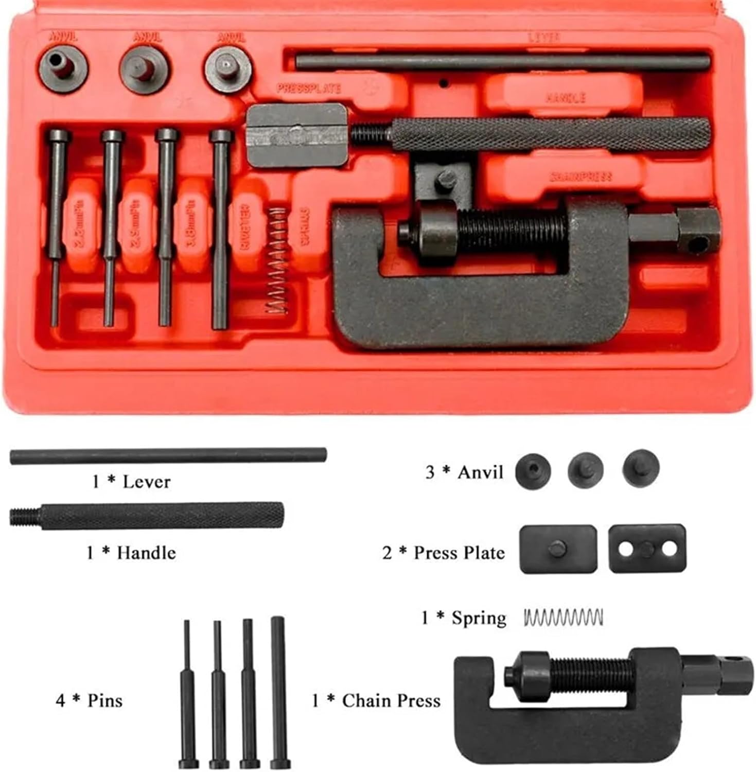 PUCHEN Chain Saw Chain Breaker 13PCS Chain Repair Tool Set Motorcycle Chain Splitter Breaker Motorbike Mountainb Riveting Tool Heavy Duty Link O Ring Bicycle