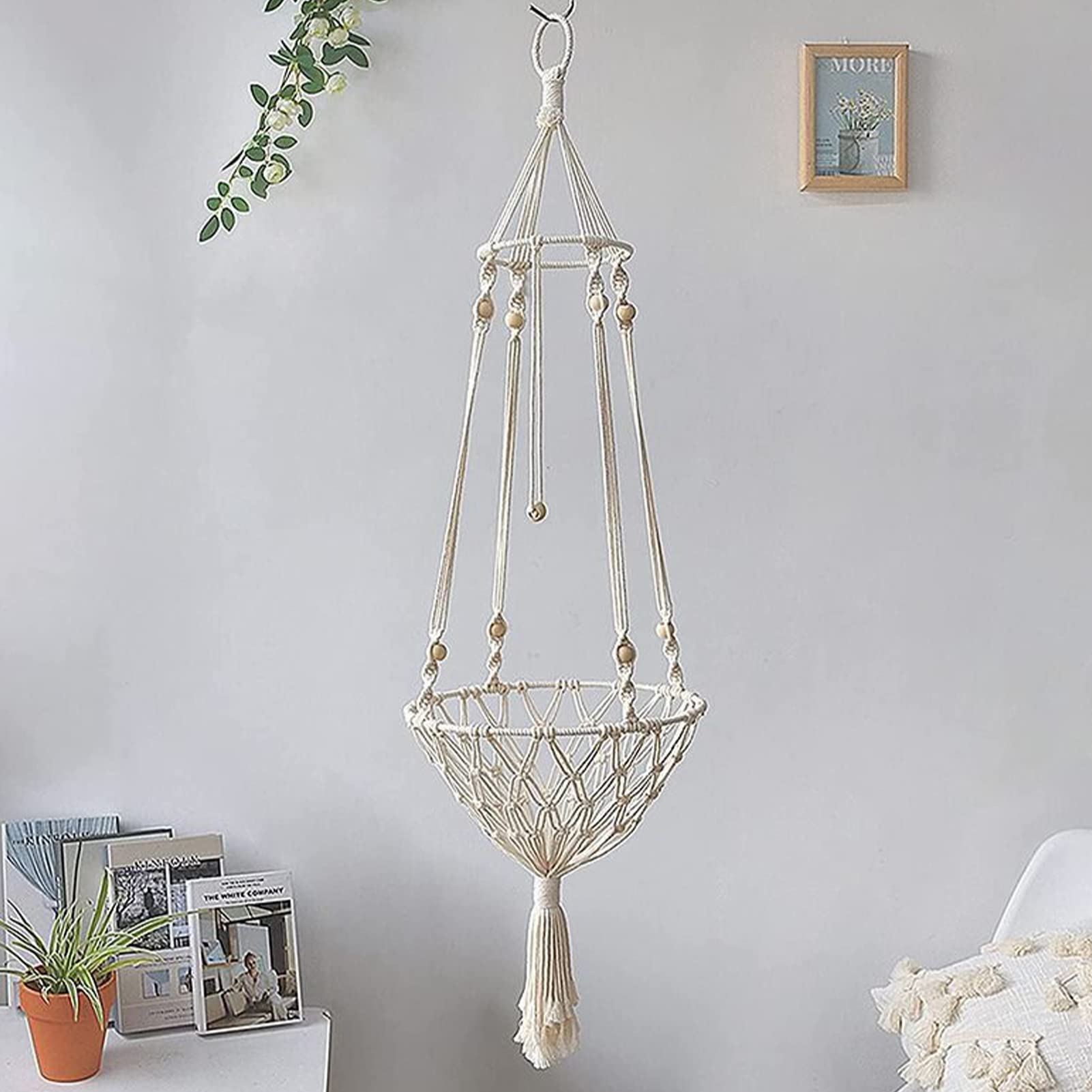 Quaste, Makramee, zum Aufhängen, Katzenschaukel, handgewebt, für Fenster, für Katzen, atmungsaktiv, Bohemian, Dekoration, Haus, Bett zum Aufhängen für schlafendes Kätzchen und Spielen (50 cm)