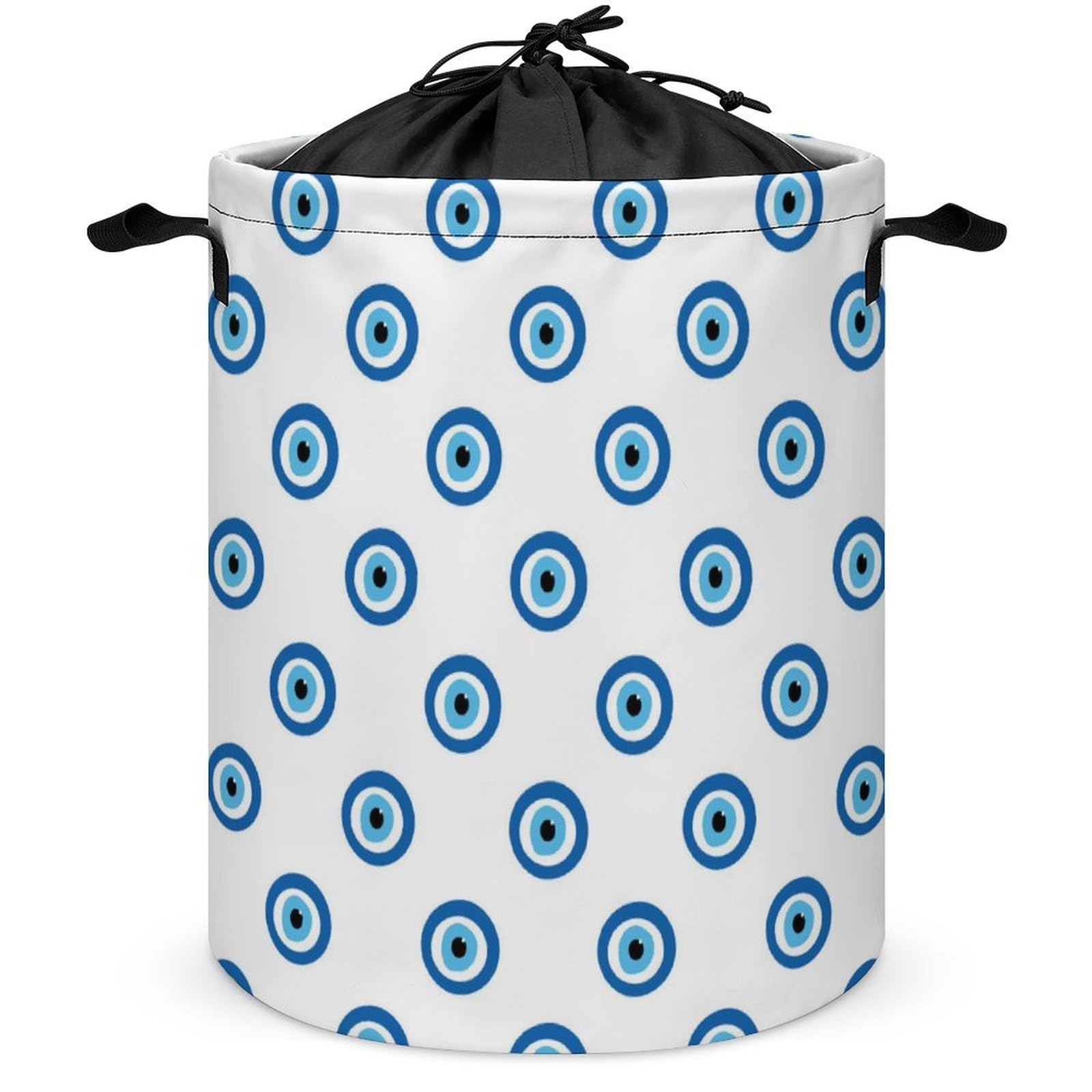 Qjjinxior Drawstring Laundry Hamper, Evil Eyes Laundry Basket, Washing Basket with Handle