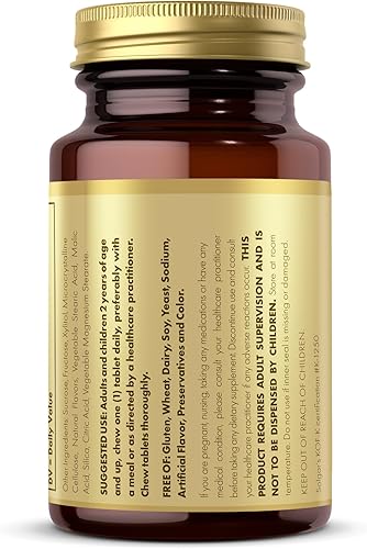 Miniatura 8 de Solgar Vitamina D3 (colecalciferol) 25 mcg (1000 UI), remolino natural de fresa y plátano - 100 tabletas masticables - Sin OMG, Kosher - 100