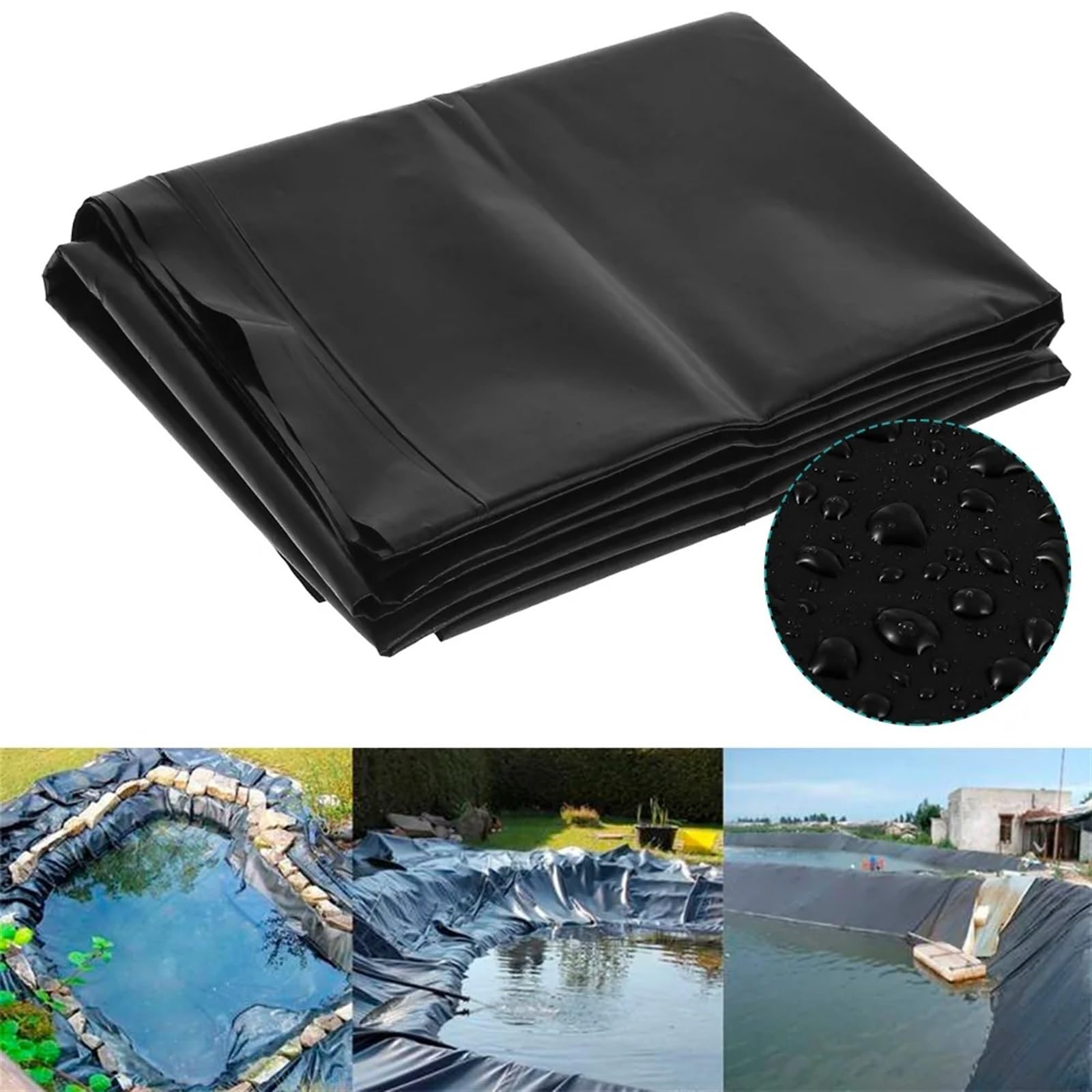 Liner para estanque de jardín Revestimiento for estanque de peces de 3x3 metros, tela impermeable for jardines, piscinas, membrana negra, fuentes de arroyos flexibles, revestimiento reforzado for pisc