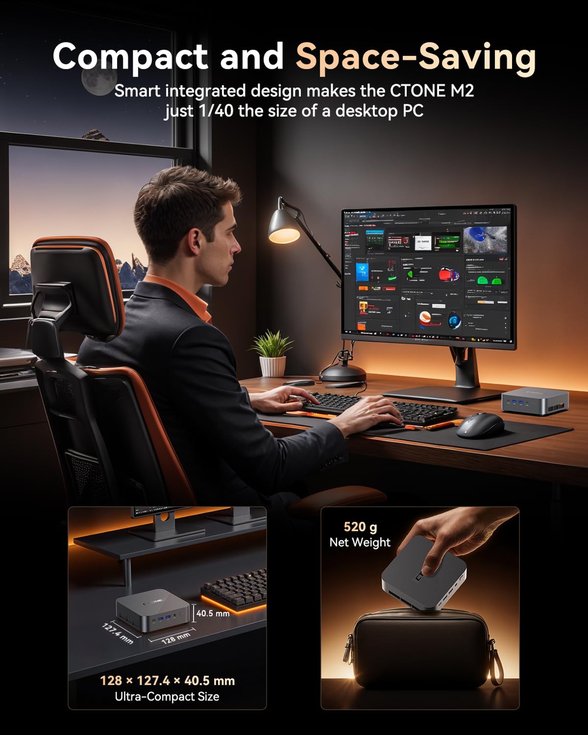 CTONE M2 Mini PC i9-14900HX, 32GB DDR4, 1TB NVMe SSD, Triple 4K | Maximale CPU-Power – i9-14900HX, 32 GB DDR4 und 1 TB NVMe-SSD für Datenanalyse, kreative Tools und Triple-4K.