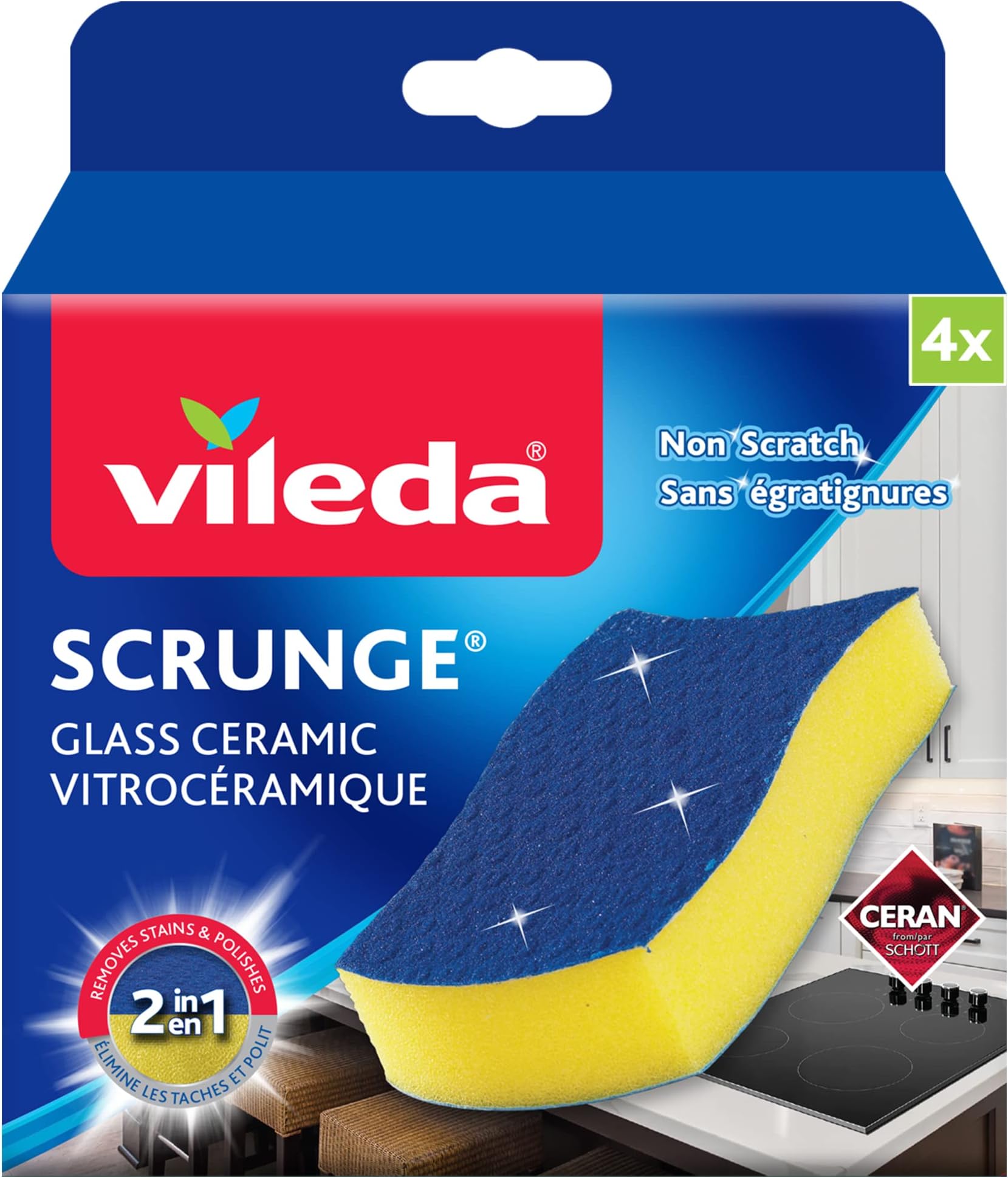 Scrunge Glass Ceramic Stovetop No-Scratch Scrub Sponge (Pack of 4)