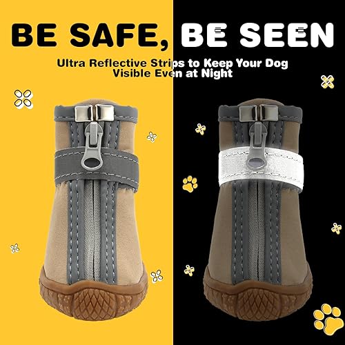 Miniatura 5 de Hcpet - Zapatos para perros pequeños, botas impermeables, protectores de patas para pavimento caliente, botas de senderismo de nieve para invierno,
