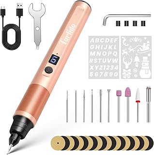 Tarlido Electric Engraving Pen, Mini Cordless Rotary Tools, USB-C Rechargeable Etching Pen, 4V/1200mAh DIY Engraver Machine for Metal, Wood, Glass, Plastic,2 Stencils, Rose Gold