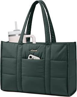 LOVEVOOK Laptop Bag for Women, 17 Inch Puffer Work Tote Bag, Lightweight