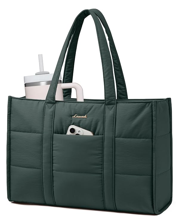 LOVEVOOK Laptop Bag for Women, Puffer Tote Bag for Work 15.6 Inch Large Computer Briefcase for Teacher Nurse, Quilted Lightweight Casual Shoulder Bag For Travel, Daily by LOVEVOOK - Used condition - US$34.41