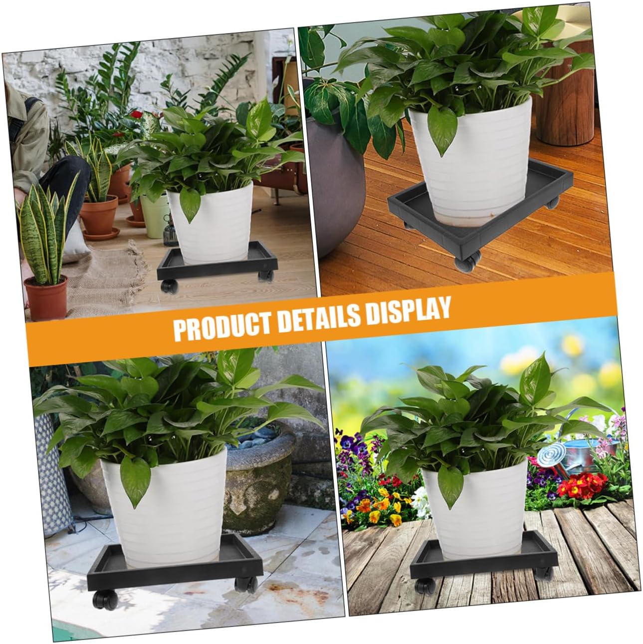Heavy Duty Plant Tray Wheels Stylish Rolling Planter Trolley for Indoor and Outdoor Use Convenient Mobile Flower Pot Stand with Casters for Garden and Home Decor