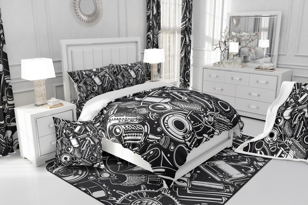 Feelyou Mechanical Fleece Throw Blanket Industrial Style Sherpa Blanket for Kids Boys Teens Cyberpunk Metal Components for Sofa Bed Couch Twin 60x80 Inch