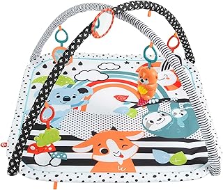 Fisher-Price Tapis Sensoriel Bébé 3-en-1 dès 3 Mois | Tapis D'éveil et de Jeux avec Lumières et Sons pour Enfants | Jouets D'activité et de Développement | Idée Cadeau Naissance Fille et Garçon, HPF39