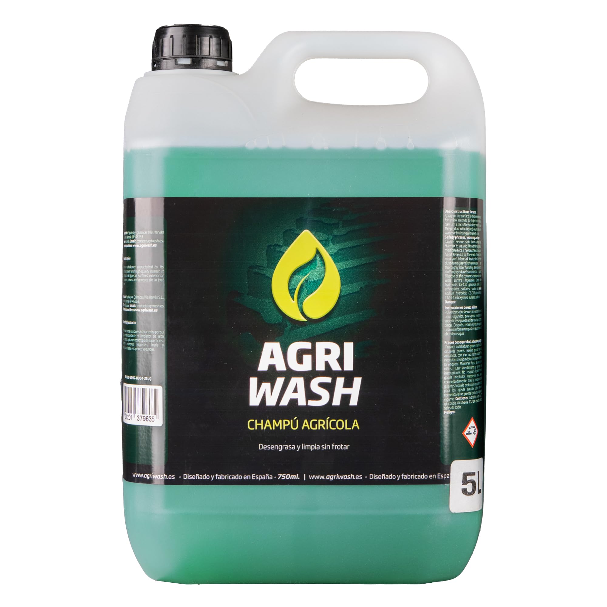 Limpiador de Maquinaria Agrícola AGRIWASH 5L. Limpiador de Tractores, Todoterrenos, Quads y Aperos Agrícolas con efecto "SNOW FOAM"